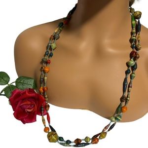 Boho Long Beaded Necklace multi color NEW NWOT GIFT